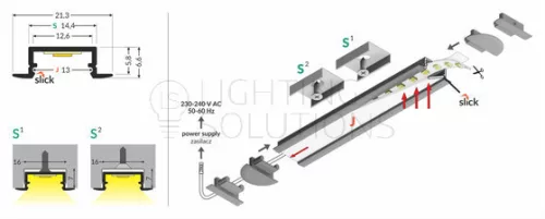 TOPMET LED profil BEGTIN12 J/S 1000 mm fehér