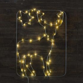 LED karácsonyi ablakdísz, rénszarvas, elemes