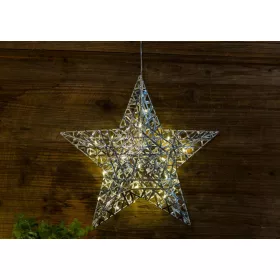 LED karácsonyi ablakdísz, csillag, fém, elemes