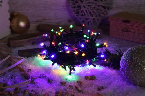 Karácsonyi programozható fényfüzér, színes, kültéri/beltéri