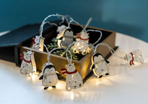 LED karácsonyi lánc, pingvin,medve, elemes