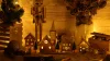 LED karácsonyi falu, fa, elemes, Timer 6+18h,5LED, 3000K, 3xAA