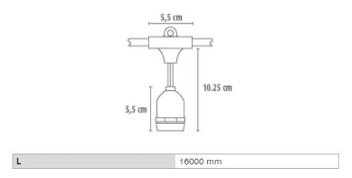 DURA kültéri füzér CLE2724 CATENARIA E27 24db foglalattal (15M/60CM), 16 méter hosszú