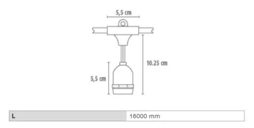 DURA kültéri füzér CLE2724 CATENARIA E27 24db foglalattal (15M/60CM), 16 méter hosszú
