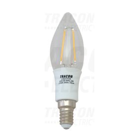   Tracon COG LED gyertya fényforrás, átlátszó 230 VAC, E14, 2 W, 200 lm, C37, 3000K
