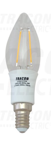 Tracon COG LED gyertya fényforrás, átlátszó 230 VAC, E14, 2 W, 200 lm, C37, 3000K