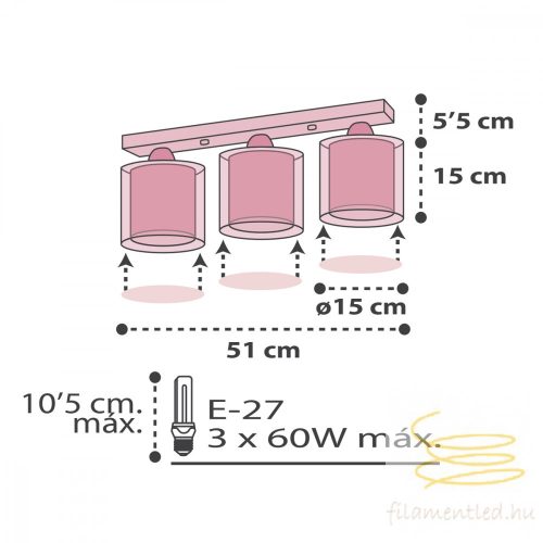 DALBER 3 LIGHT CEILING LAMP CLOUDS PINK 41413S