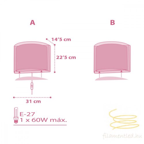 DALBER WALL LAMP VICHY PINK 80228S