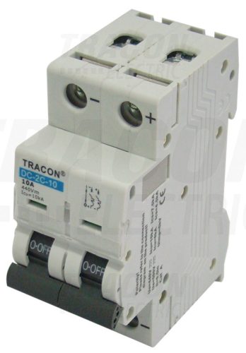 Tracon Egyenáramú kismegszakító PV rendszerekhez, 2 pólus, C kar. 13A, 440V DC