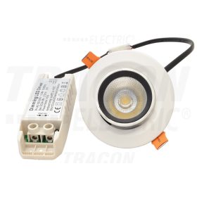  Tracon Beépíthető álmennyezeti LED lámpatest, forgatható 200-240VAC, 10 W, 800 lm, 4000 K, IP40, EEI=A