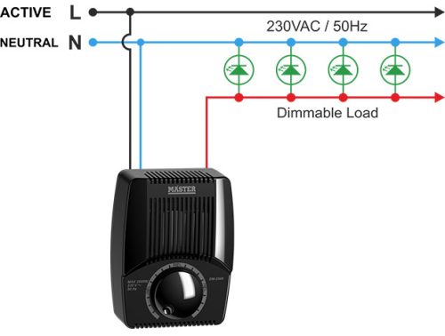 Master Fényerőszabályozó 2500W Fekete 230V , Dimmer