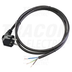   Tracon Csatlakozódugó kábellel, fekete 3×1,0mm2, 2m, 16A, 250VAC, H05VV-F,3680W(DUAL Schuko/French)