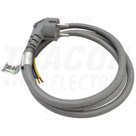   Tracon Csatlakozódugó kábellel, szürke 3x2.5mm2, 1,5m, 16A,250VAC,H05VV-F,3680W(DUAL Schuko/French)