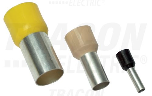Tracon Szigetelt (PA6.6) érvéghüvely, ónozott elektrolitréz, sárga 1mm2, L=14,6mm
