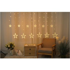   Entac Karácsonyi Függöny IP44 138 LED 12db csillag 8F + időzítő 2x1m IR távirányítóval