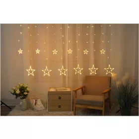   Entac Karácsonyi Függöny IP44 138 LED 12db csillag 8F + időzítő 2x1m IR távirányítóval