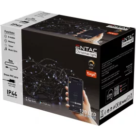   Entac Karácsonyi IP44 120 LED Füzér CW Tuya APP, hideg fehér, telefonról vezérelhető, 9 méter