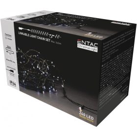   Entac Karácsonyi IP44 240 LED Sorolható Füzér WW 24m szett adapterrel