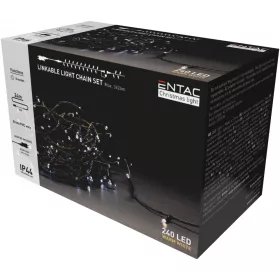   Entac Karácsonyi IP44 240 LED Sorolható Füzér WW 24m szett adapterrel