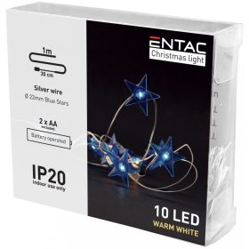   Entac Karácsonyi Beltéri Füzér Kék csillag 10 LED WW 1m (2AA nt.)