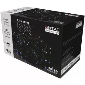   Entac Karácsonyi 180 LED-es Jégcsapfüzér, hideg fehér 6400K, 4m-es, IP44