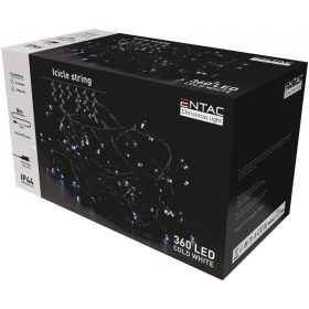   Entac Karácsonyi 360 LED-es Jégcsapfüzér, hideg fehér 6400K, 8m-es, IP44