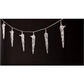   Entac Karácsonyi Beltéri Műanyag Jégcsap 11cm 10 LED 1,65m (2AA nt.)