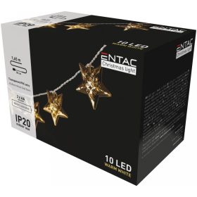   Entac Karácsonyi Beltéri Fém Arany Csillag 10 LED WW 1,65m (2AA nt.)