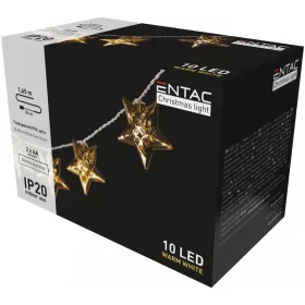   Entac Karácsonyi Beltéri Fém Arany Csillag 10 LED WW 1,65m (2AA nt.)