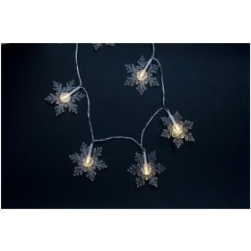   Entac Karácsonyi Beltéri Füzér Műanyag hópehely 10 LED WW 1m (2AA nt.)