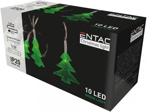 Entac Karácsonyi Beltéri PVC Zöld Fenyőfa 10 LED 1,65m (2AA nt.)