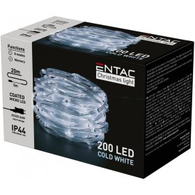   Entac Karácsonyi IP44 200 PVC Bevonatú Micro LED CW 20m, hideg fehér
