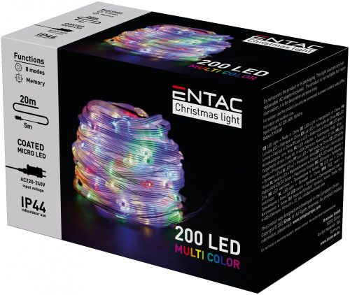 Entac Karácsonyi IP44 200 PVC Bevonatú Micro LED MC 20m, színváltós