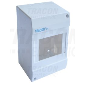  Tracon Falon kívüli elosztódoboz, ajtó nélkül 1×4 modul, IP40, (H×W×D=130×82×62mm)