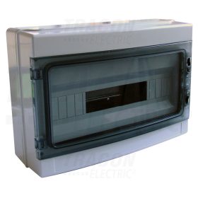   Tracon Falon kívüli elosztódoboz, átlátszó ajtóval, N/PE sínnel 1×18 mod, H×W×D=285×410×140mm, IP65, 660V AC