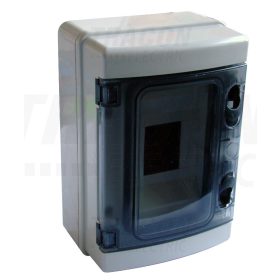   Tracon Falon kívüli elosztódoboz, átlátszó ajtóval, N/PE sínnel 1×4 mod, H×W×D=210×140×100mm, IP65, 660V AC