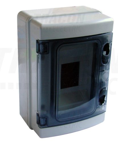Tracon Falon kívüli elosztódoboz, átlátszó ajtóval, N/PE sínnel 1×4 mod, H×W×D=210×140×100mm, IP65, 660V AC
