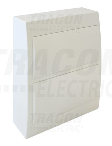 Tracon Falon kívüli elosztódoboz, fehér ajtóval, N/PE sínnel 2×12 (24) modul, IP40, (H×W×D=330×270×75mm)