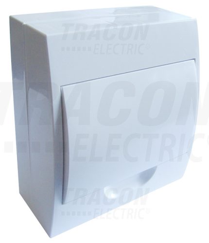 Tracon Falon kívüli elosztódoboz, fehér ajtóval, N/PE sínnel 1×8 modul, IP40, (H×W×D=205×190×75mm)