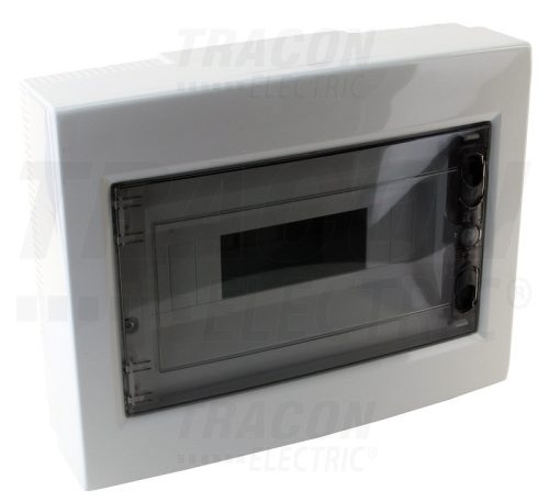 Tracon Falon kívüli elosztódoboz, füstszínű-sík ajtóval, NPE nélkül 1×12 (12) modul, IP40, (H×W×D=260×330×92mm)