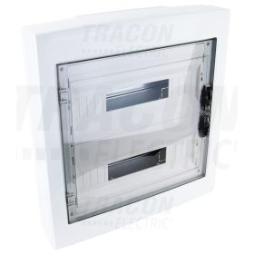   Tracon Falon kívüli elosztódoboz, füstszínű-sík ajtóval, NPE nélkül 2×18 (36) modul, IP40, (H×W×D=505×464×100mm)