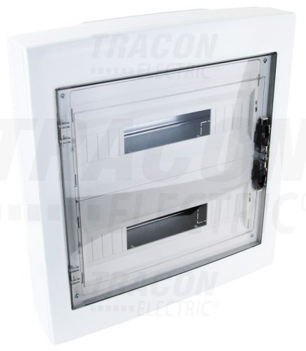 Tracon Falon kívüli elosztódoboz, füstszínű-sík ajtóval, NPE nélkül 2×18 (36) modul, IP40, (H×W×D=505×464×100mm)