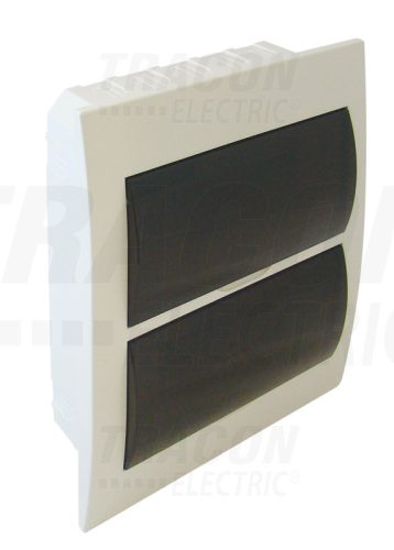 Tracon Süllyesztett elosztódoboz, füstszínű ajtóval, N/PE sínnel 2×12 (24) modul, IP40, (H×W×D=320×270×70mm)