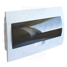   Tracon Süllyesztett elosztódoboz, füstszínű ajtóval, N/PE sínnel 1×18 modul, IP40, (H×W×D=240×380×70mm)