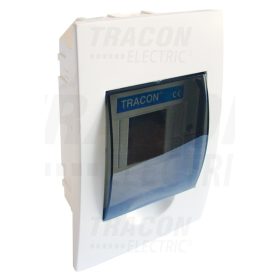   Tracon Süllyesztett elosztódoboz, füstszínű ajtóval, N/PE sínnel 1×4 modul, IP40, (H×W×D=200×115×60mm)