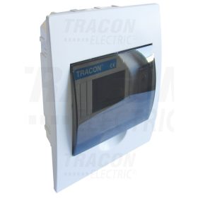   Tracon Süllyesztett elosztódoboz, füstszínű ajtóval, N/PE sínnel 1×6 modul, IP40, (H×W×D=200×160×60mm)