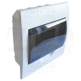   Tracon Süllyesztett elosztódoboz, füstszínű ajtóval, N/PE sínnel 1×8 modul, IP40, (H×W×D=215×200×60mm)