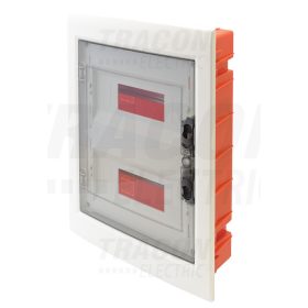   Tracon Süllyesztett elosztódoboz, füstszínű-sík ajtóval, NPE nélkül 2×12 (24) modul, IP40, (H×W×D=395×305×85mm)