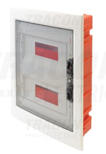 Tracon Süllyesztett elosztódoboz, füstszínű-sík ajtóval, NPE nélkül 2×12 (24) modul, IP40, (H×W×D=395×305×85mm)