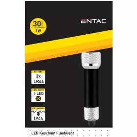 Entac Elemlámpa 5LED Kulcstartós Fekete